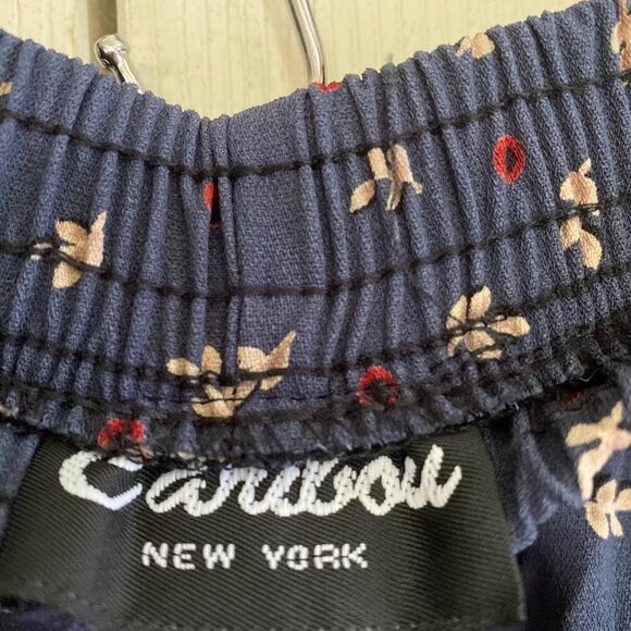 Vintage Caribou Womens Ultra High Rise Stretch Leaf Print Blue Shorts Size Small - Picture 2 of 8